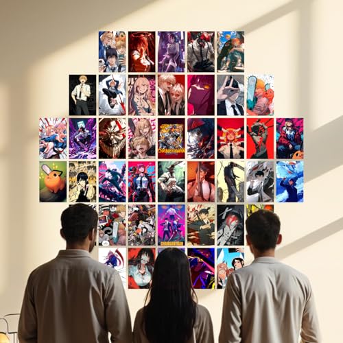Image of Chainsaw Man Poster Set of 54 | Mini Anime Wall Collage Kit (4x6 Inches) | Denji, Power, Makima, Aki | Wall art Posters for Room Decor | Thick Matte Finish | Anime Wall Aesthetic