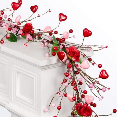 6 FT Valentines Day Garland with 20 LED Lights & 8 Modes Timer, P...