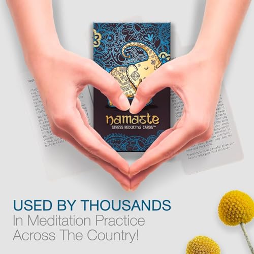 Image of Awestuffs Namas-te Stress Relief Cards for Meditation Relaxation | Natural Anxiety Relief Gift for Women and Men | Affirmation Self Care Love - Ages 15 and up (Namas-te Stress Relief Cards)