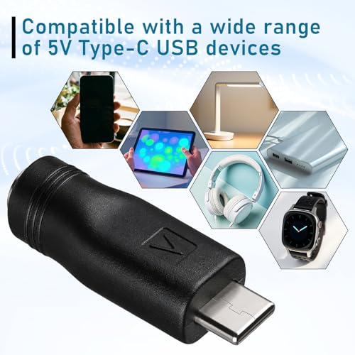 4 PCS Adaptador USB C a DC 5.5x2.1mm Negro miniatura 7