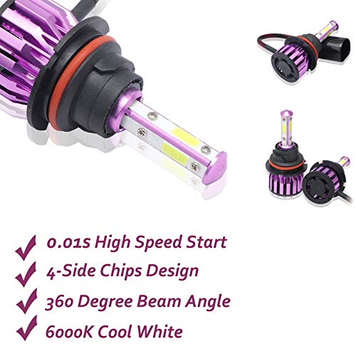 9004 Hb1 Led Headlight Bulbs High Low Beam 6000K Bright White 12000Lm 4 Side Cob Chips Car Headlamp Automotive Conversion Kit (Pack Of 2) #TOP3