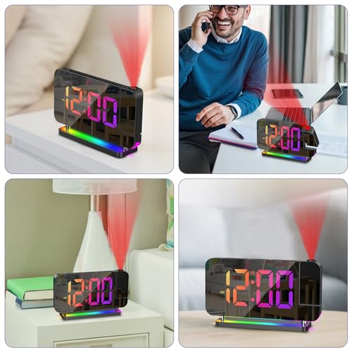 Oqimax Projection Alarm Clock, 7Inch Rgb Digital Alarm Clock With 10 Color Night Light thumb #7