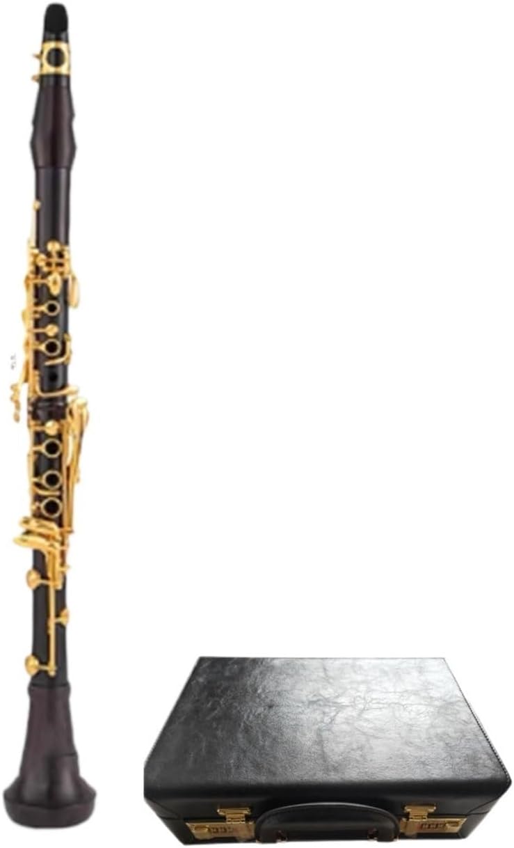 B Flat Clarinet Wooden Instrument Bakelite Ebony Grade Test Performance(Ebony outer copper hoop)