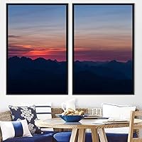 2 Piece Framed Canvas Wall Art Sunset in The Mountains Canvas Prints Home Artwork Decoration for Living Room,Bedroom - 16