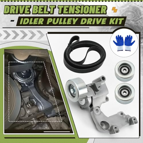 Image of 38410 Drive Belt Tensioner Pulley Kit Compatible with Lexus ES350 2007-2012, RX350 2007-2012, for Toyota Avalon 2005-2012, Camry 2007-2011, Sienna 2007-2010 3.5L V6 Replace 89158 7PK2090