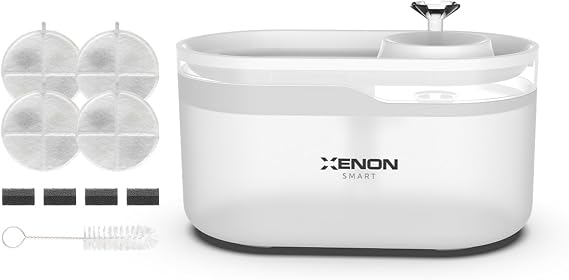 Xenon Smart Automatic Cat Water Spring Pet Fountain Pet Dispenser and 4 Water Spring Filters 2-Piece Pet Products Set (Transparent) [Energy Grade A+]
