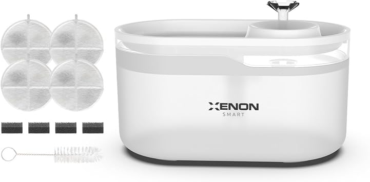 Xenon Smart Automatic Cat Water Spring Pet Fountain Pet Dispenser and 4 Water Spring Filters 2-Piece Pet Products Set (Transparent) [Energy Grade A+]