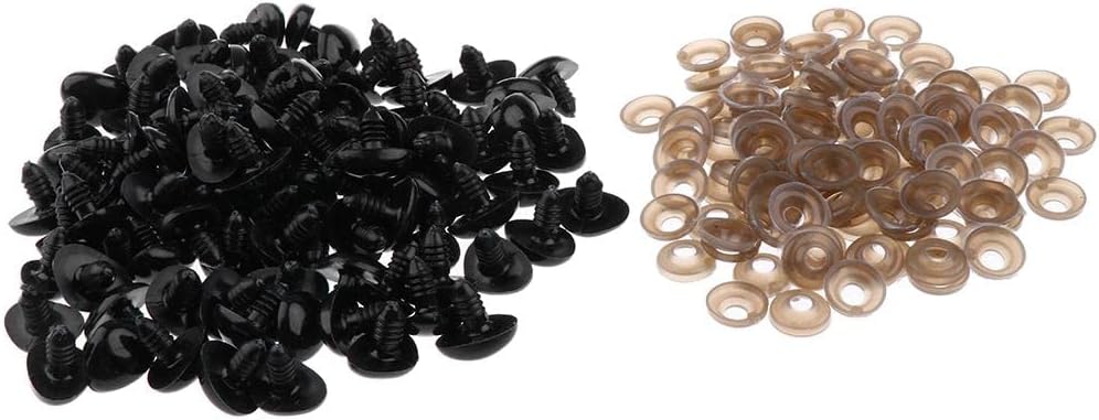 100 Pieces 14x18mm Triangle Nose with Backs for Bear Doll DIY - Easy DIY Craft Supply for Making Teddy Bear Dolls - for Doll Crafting Enthusiasts - Plastic - Black, 14 x 18 mm