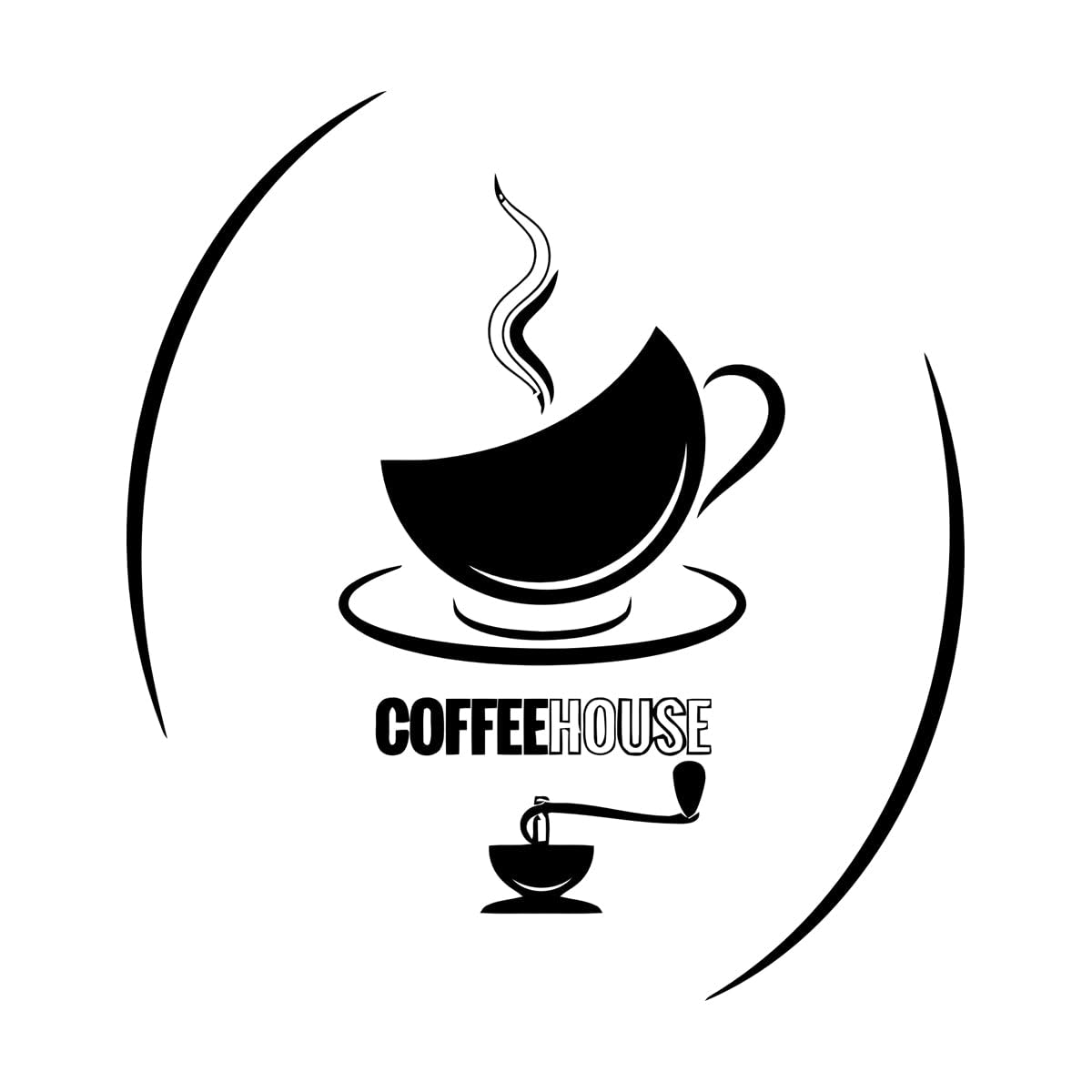 Vinyl Wall Stickers Cup of Tea Coffeehouse Hot Drinks Kitchen Cafe 36x40.2cm Art Decoration Small Black