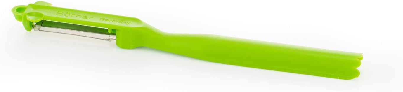 BörnerCombo Peeler • Allrounder Peeler with Stainless Steel Blade • Fruit & Vegetable Peeler • Peeler for Peeling, Coring & Garnishing • Peeler for Kitchen (Green)
