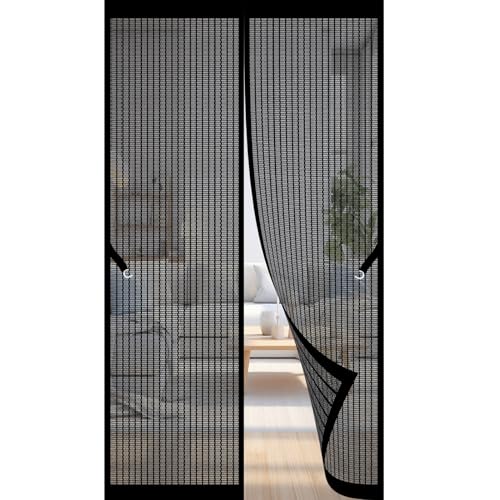 ドア用網戸 190 x 230 cm 静音仕様 取付簡単網戸ドア用 自動で閉まる 換気対策 虫除け ハエなどを避ける簡易網戸 網戸 り ドア/ベランダ/玄関/引き戸に最適 ドアカーテン, ブラック