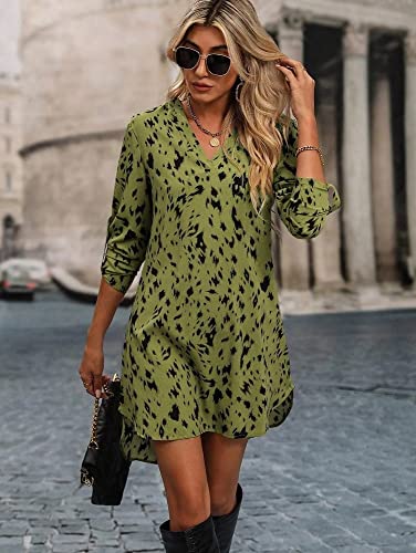 Image of OM SAI LATEST CREATION Western Dress || Rayon All Over Leopard Printed Western Dresses for Women || Roll Up Sleeve & V-Neck A-Line Dress || Summer Short Dresses for Women.