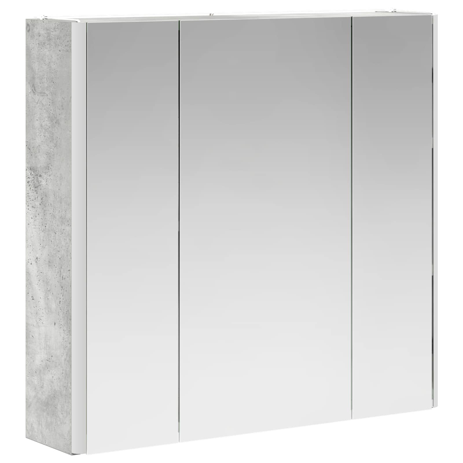 Szafka łazienkowa z lustrem betonowym, szara, z materiału drewnopochodnego, 63,5 x 15,5 x 60,5 cm, z oświetleniem LED, montaż na ścianie, schowek i regulowane półki do nowoczesnej łazienki