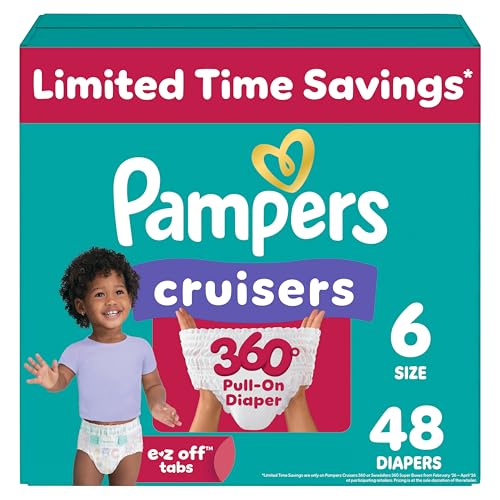 Image of Pampers Diapers - Cruisers 360 - Size 6, 48 Count, Babyproof up to 100% Leakproof Pull-On Diaper