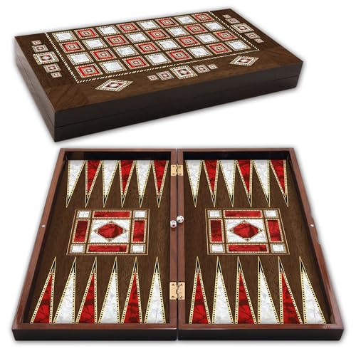Backgammon – Backgammon de madera en diseño elegante – Maletín de backgammon para jugadores de Tavla – Backgammon Madera de alta calidad como viaje Backgammon – Juego de mesa clásico