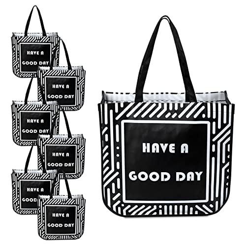 NymphFable 6 Stück Vlies-Einkaufstaschen"Have A Good Day" Einkaufstasche Einkaufstasche Stilvolle Damen-UmhäNgetasche FüR Reisen, Strand, Arbeit Cover