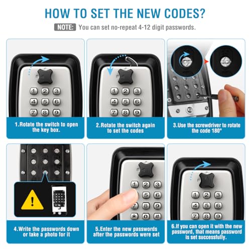 Faneam Large Key Safe Box Wall Mounted Key Lock Box 12-Digit Combination Outdoor Key Safe Lockable Key Cabinet Weatherproof Key Storage Box with Cover for Home Airbnb School Garage, Grey Faneam Large Key Safe Box Wall Mounted Key Lock Box 12-Digit Combination Outdoor Key Safe Lockable Key Cabinet Weatherproof Key Storage Box with Cover for Home Airbnb School Garage, Grey