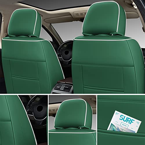 Image of GXT Car Seat Covers Front Seats Only, Front Car Seat Covers 2 Pack, Premium Faux Leather Car Seat Cushion - Universal Fit for Most Sedans SUV Pick-up Truck with Headrests(Green and White)