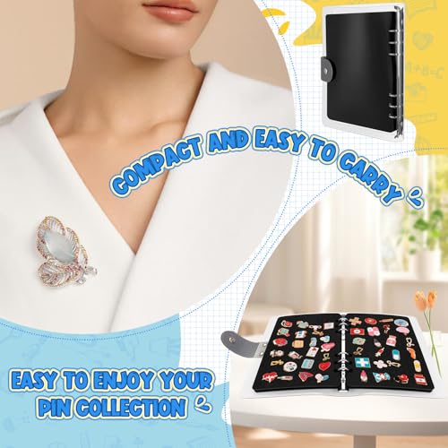 Image of 8 Pages Enamel Pin Display Book, A5 Pins Collection Storage Organizer Book | Pin Board Binder for Collectors, Portable Travel Pin Trading Books with Clear PVC Cover (Not Include Accessories)