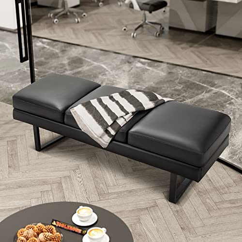 image for Furmax Waiting Room Chairs Faux Leather Office Guest Chair, 59.6 Inche