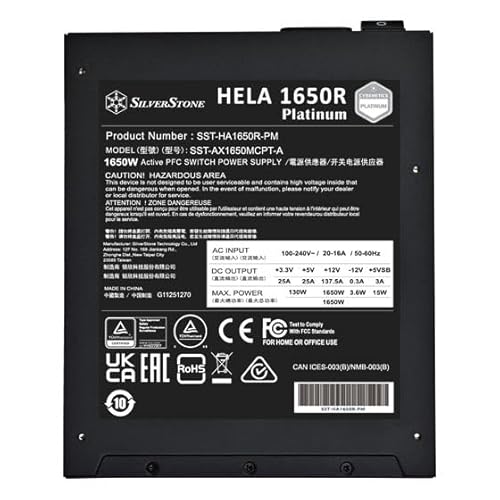 Technology HELA 1650R Platinum, alimentatore ATX PCI-e 5 Cybenetics da 1650 W, SST-HA1650R-PM - Alimentatore - Immagine 3