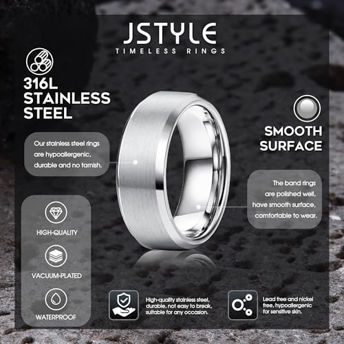 Jstyle Stainless Steel Beveled Wedding Band