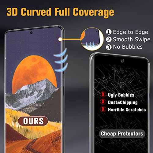 [2 +2 Pack] Galaxy S21 Ultra 5G Screen Protector + Camera Lens Protector [9H Hardness][Fingerprint Unlock] [Hd Clear] 3D Full Coverage Tempered Glass Film For Samsung Galaxy S21 Ultra 6.8 Inch #TOP2