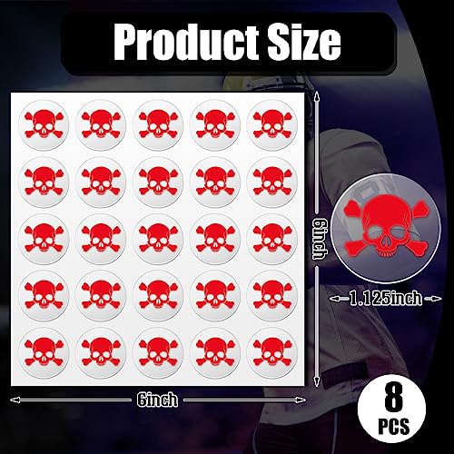 Image of Leinuosen Helmet Stickers Football Baseball Helmet Decals 1-1 /8 Inch Vinyl Sports Football Decals Self Adhesive Hockey Stickers for Hockey, Lacrosse, Batting(Clear Print Red,Skull)