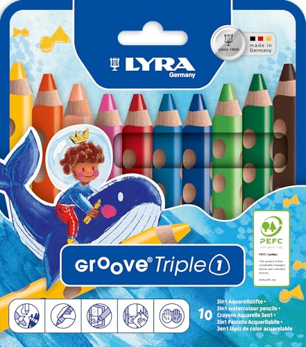 Crayons de couleur LYRA Groove Triple One 3 en 1 triangulaires en bois pour enfant
