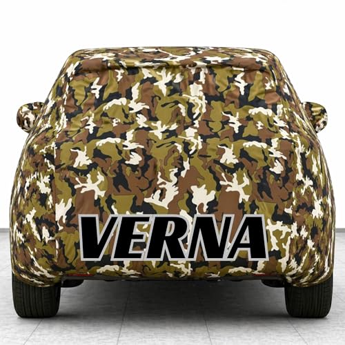 Image of Kings of Cover New Jungle 100% Waterproof Verna Car Cover | Polyester Car Body Cover for Rain & Sun | UV Protection, Dustproof, Scratch Resistant, Windproof, Heat Resistant, Custom Fit