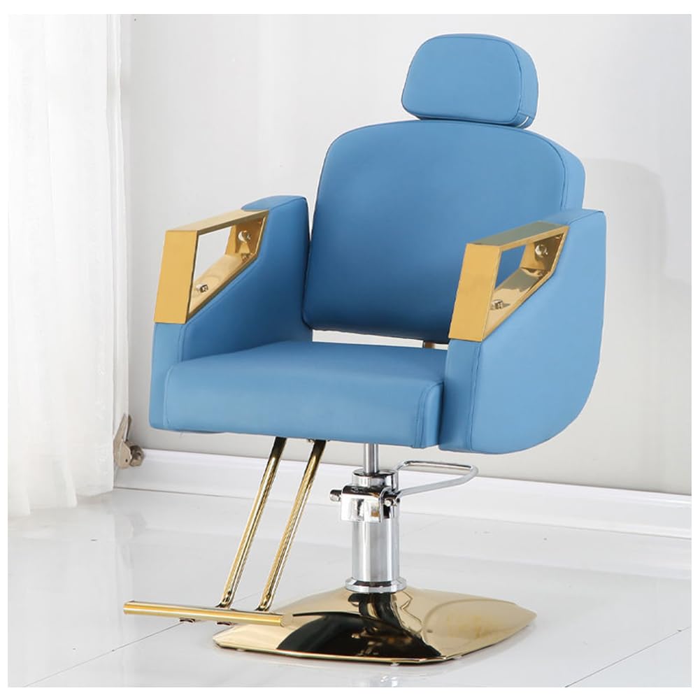 OZBMA Adjustable Barber Chair,Barber Chair Reclining Salon for Salons And Modern Styling Professional Haircuts,Blue,A
