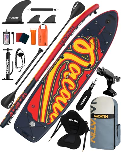 NACATIN 12' Extra Large Inflatable Stand Up Paddle Board with Seat, Wide 36' SUP Board for Adults...