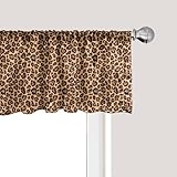 Ambesonne Peach Color Leopard Print Window Valance, Orange Color Leopard Pattern Illustration Exotic Pattern, Curtain Valance for Kitchen Bedroom Decor with Rod Pocket, 54' X 12', Orange and Black