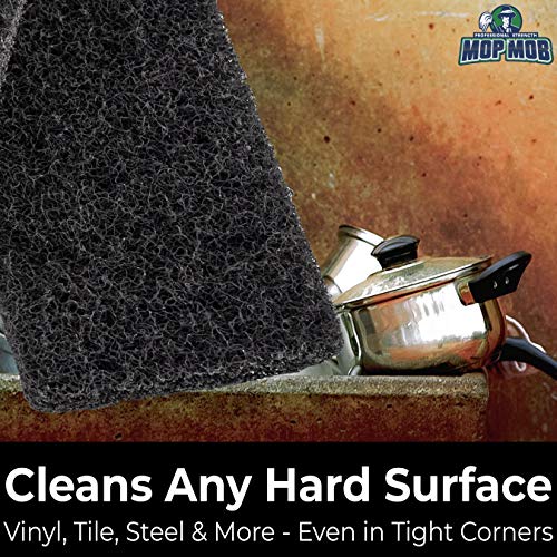 Heavy Duty XL Black Scouring Pad 5 Pack. 10 x 4.5in Large Multipurpose Nylon Scrubbing Sponges. Clean Bathrooms, Kitchens, Counters and Floors to Erase Grime and Make Surfaces Sparkle - Thumbnail 3