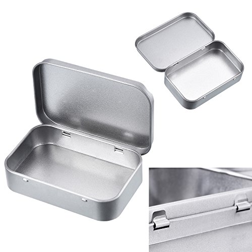 Image of Hotop 40 Pack Metal Rectangular Empty Hinged Tins 3.75 x 2.45 x 0.8 Inch Box Containers with Lids Mini Portable Box Small Storage Kit, Home Organizer (Silver)