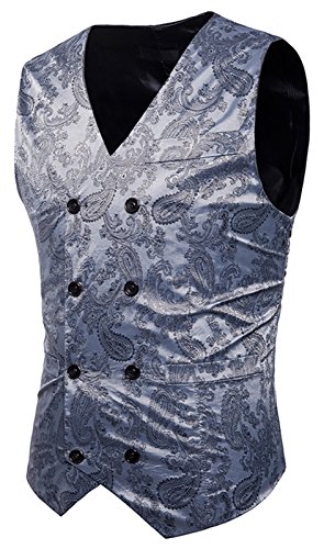 WHATLEES Herren Enge Anzugweste aus Jacquard Smoking Cover