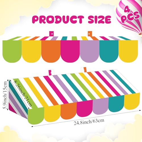 Image of Tallew 4 Pcs 3D Circus Awning Wall Decoration Farmers Market Party Decorations Carnival Awning for Halloween Carnival Theme Party Classroom Decorations(Neon Colorful)