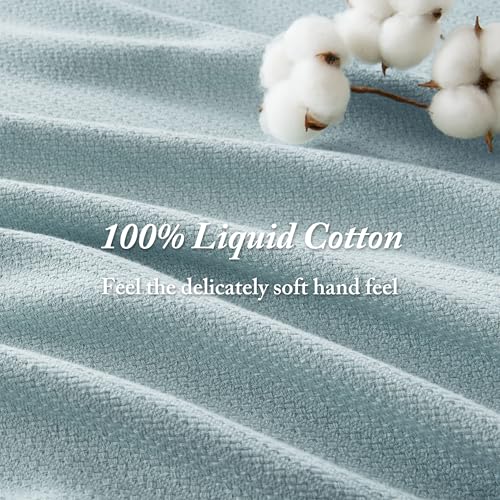 Image of Madison Park Liquid Cotton Luxury Blanket Premium Soft Cozy 100% Ring Spun Cotton For Bed , Couch or Sofa, Twin, Light Blue | Breathable Fabric for Bed or Couch, Diamond Pattern, Lightweight, OEKO-TEX Certified