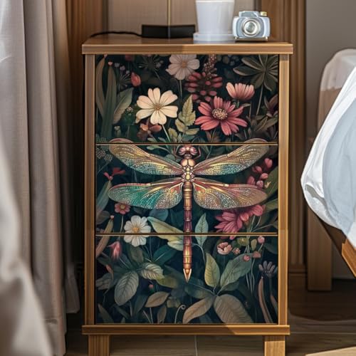 Peacoblue Rub on Transfer Decal Sticker for Furniture Craft Decor 15x30cm Vintage Dragonfly and Flowers - Image 3