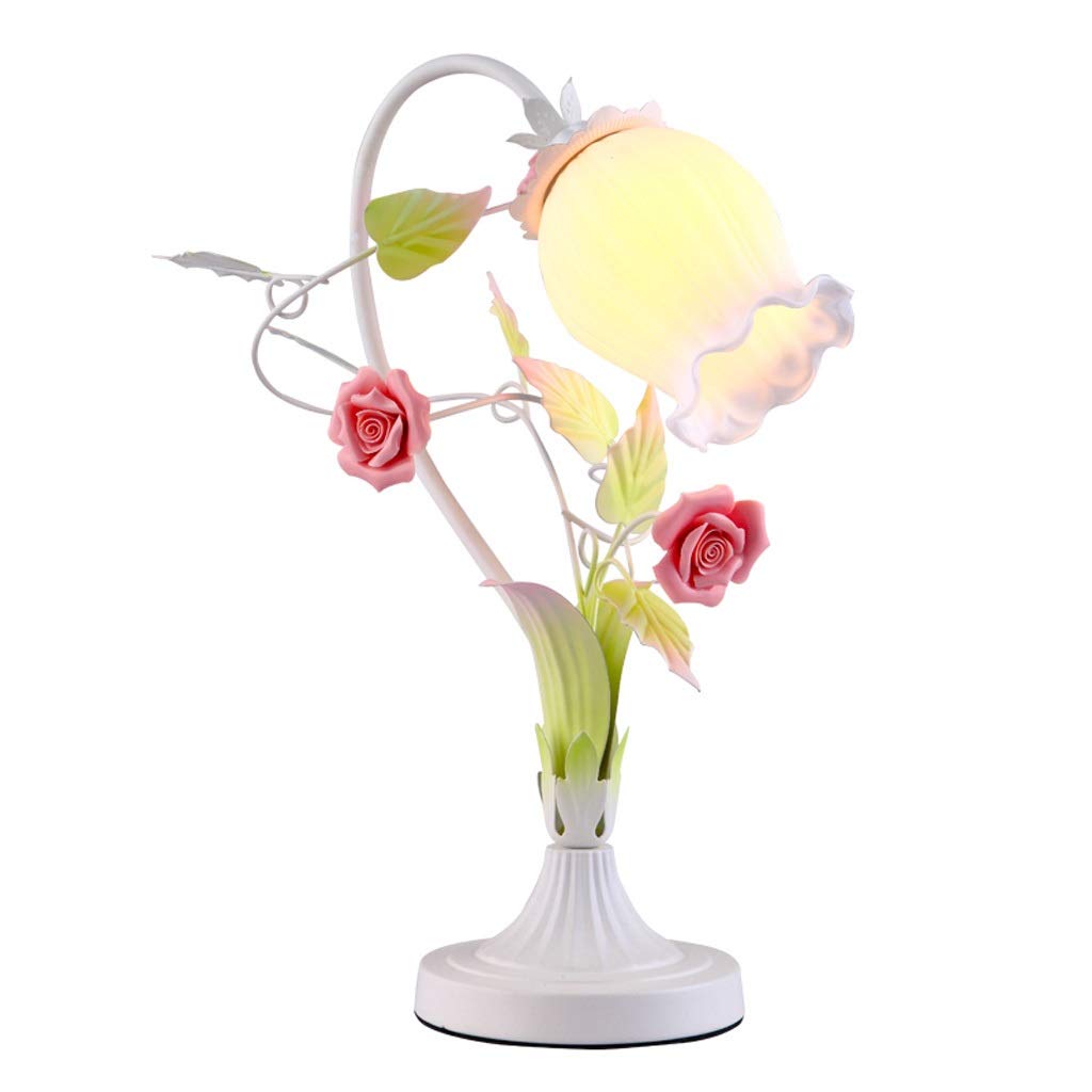 Lampy stołowe do sypialni E27 Kwiaty Lampa biurkowa Zielony Współczesny Kwiat Stolik Nowoczesny Prosty Przycisk Przełącznika Lampy stołowe Dziewczyna Dziecko Sypialnia Lampka nocna