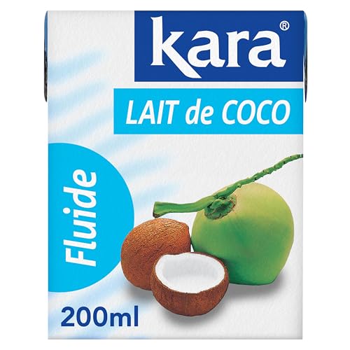 KARA - Lait de Coco Fluide - Goût Intense et Naturel - Idéal pour Recettes Sucrées et Salées - 100% Noix de Coco d'Indonésie - 200 ml