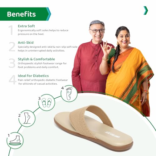 Image of ORTHO JOY Fancy doctor slippers | Comfortable flat sandals for women stylish
