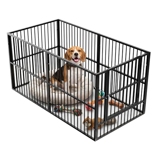 Portable Dog Playpen for Small & Medium Dogs – 32' Height Heavy Duty Puppy Pen with Step Door, Safe & Sturdy, Foldable & Expandable, Indoor & Outdoor Pet Exercise Area, Easy Assembly