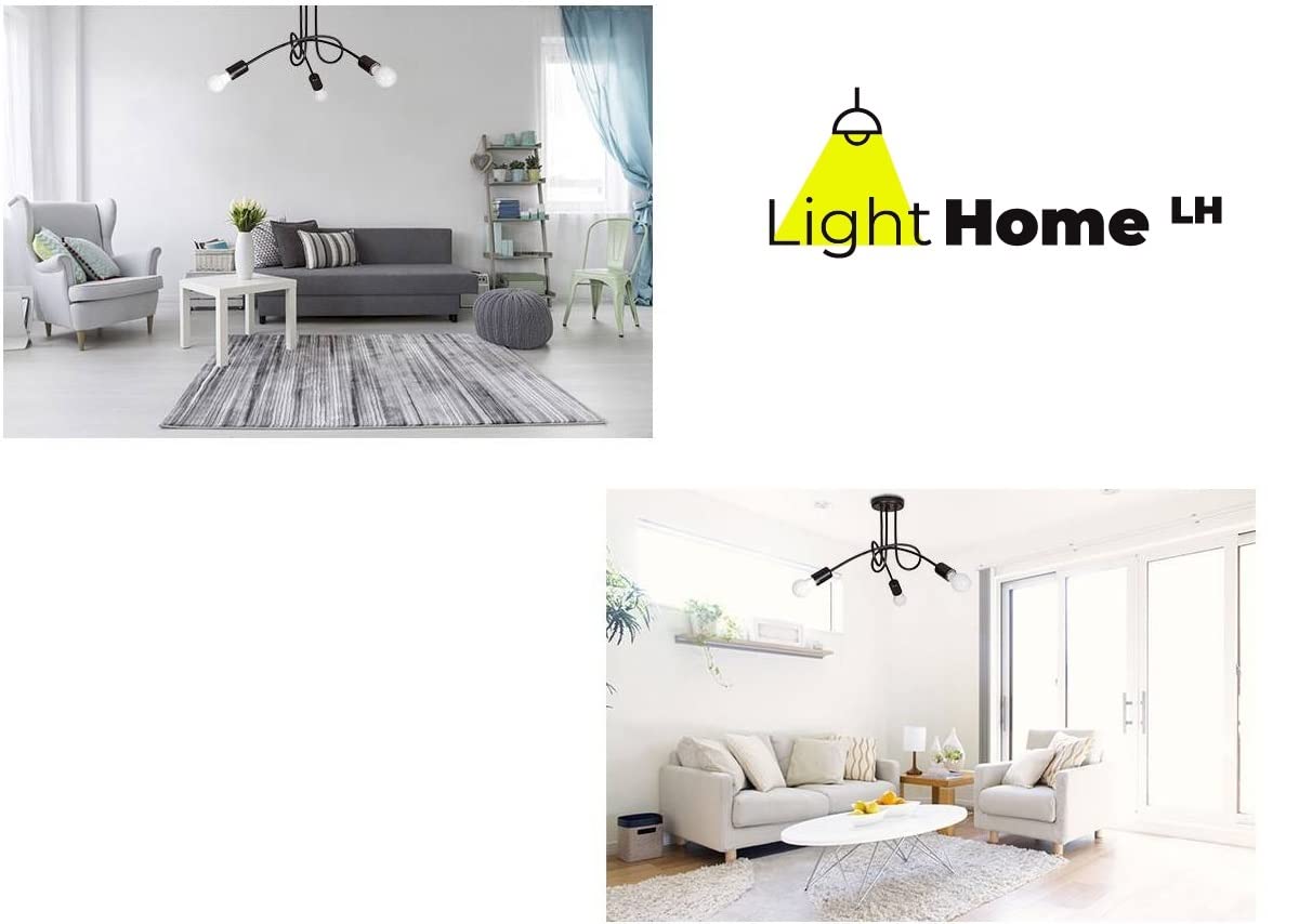 Light-Home Edison Deckenbeleuchtung Lampen Deckenlampen - Deckenlampe Industrial für Wohnzimmer Schlafzimmer und Esszimmer aus Metall - Pendelleuchte 3-Flammig - Grau