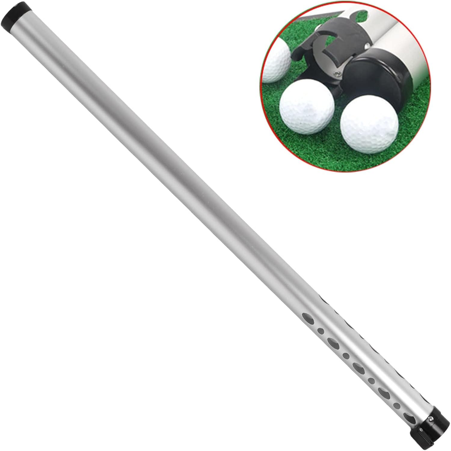 Golf Ball Retriever, Aluminum Alloy Golf Ball Picker, No More Bending Over Ball Retriever Tool Golf for 23PCS Balls Snap, Golf Accessories for Men