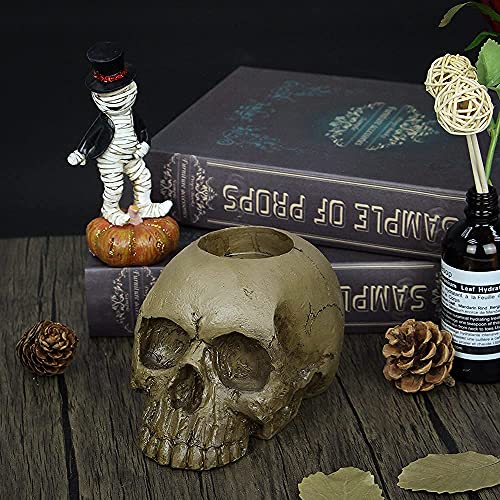 Chengfan Halloween Skull Candle Holder Gothic Decor, Halloween Decorations Skull Candlestick Holder For Living Room Home Spooky Decor #TOP3