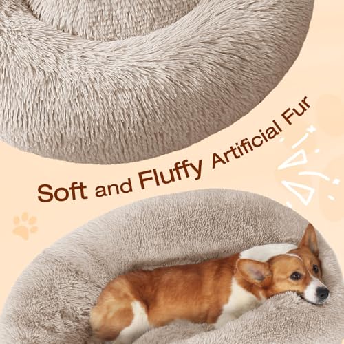 Image of JOLLYVOGUE Dog Bed, Calming Anti-Anxiety Large Dog Bed, Fluffy Donut Cushion for Medium and Large Pets (27 inch /30 inch /36 inch)