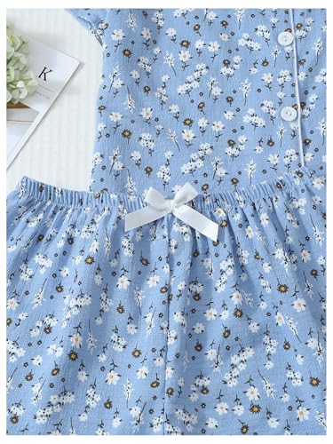 Image of Verdusa Women's 2 Piece Pajama Sets Summer Pajamas Cute Pj Set Lounge Matching Pjs Button Shirt with Shorts