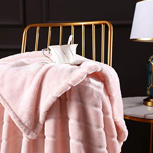Bertte Throw Blanket Super Soft Cozy Warm Blanket 330 GSM Lightweight Luxury Fleece Blanket for Bed Couch- 50"x 60", Pink
