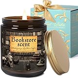 Bookstore Scent Mahogany Leather Coffee Scent Candle 9OZ Book Lover Candle Gifts for Women Men, Reading Accessories, Inspired Gift for Readers, Book Themed Reading Gifts for Bookworm, Librarian